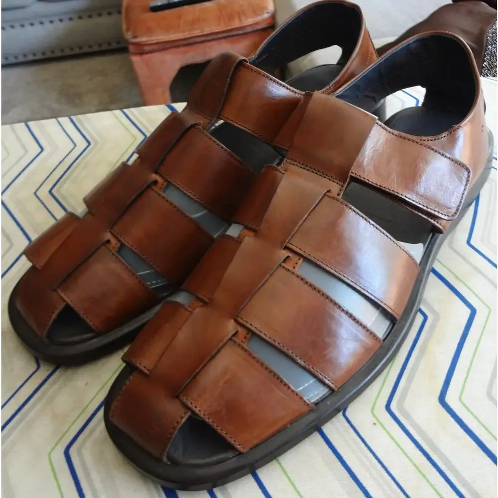 To Boot New York Adam Derrick Brown Leather Fisherman Sandal Closed Toe Men 13